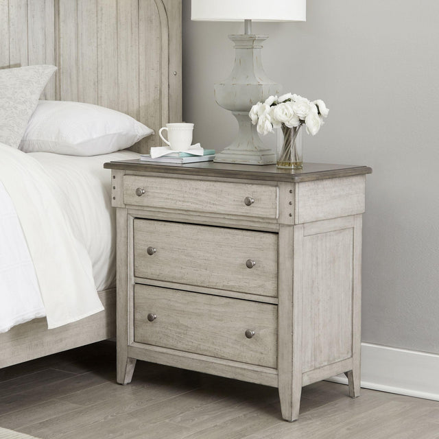 Liberty Furniture Ivy Hollow - 3 Drawer Bedside Chest With Charging Station - White