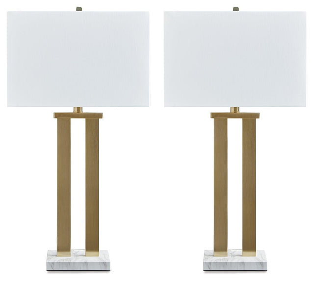 Ashley Coopermen Metal Table Lamp (2/CN) - Gold Finish/White