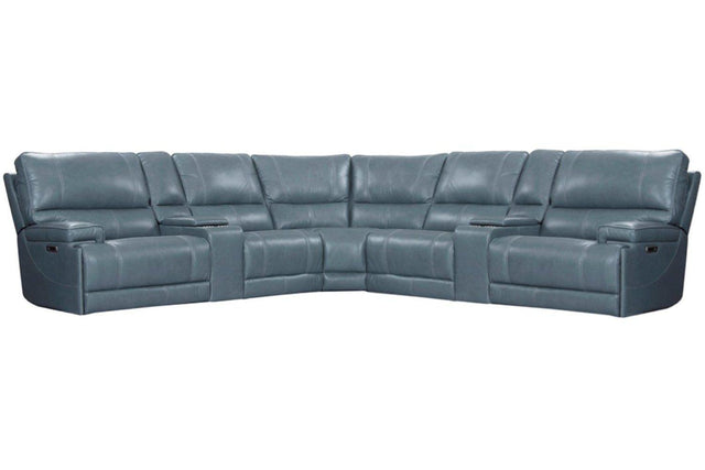 Parker House Whitman - 7 Piece Powered By Freemotion Modular Power Reclining Sectional With Power Adjustable Headrests - Verona Azure