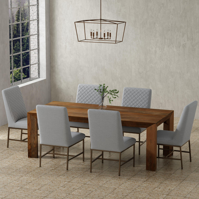 Parker House Crossings - Rectangular Dining Table With 6 Upholstered Chairs - Brown & Medium Gray