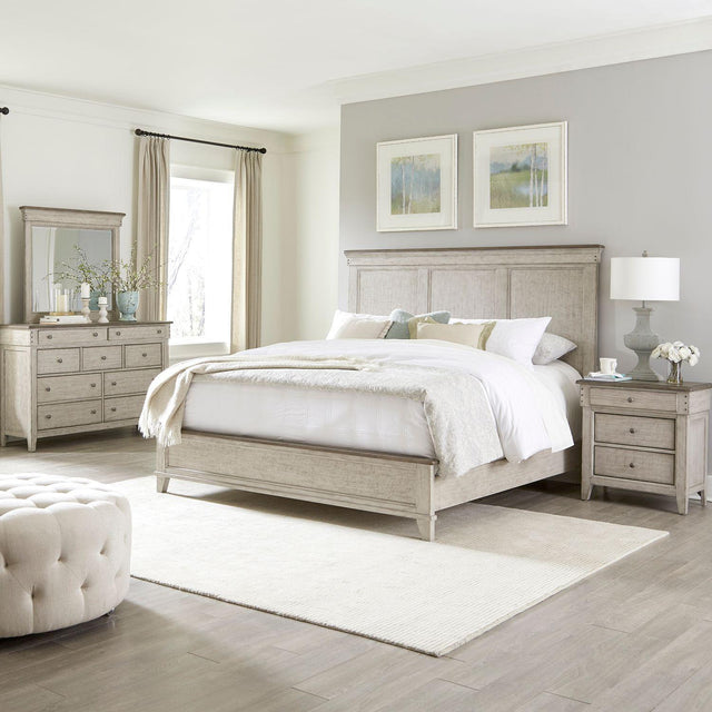 Liberty Furniture Ivy Hollow - 4 Piece Bedroom Set (California King Panel Bed, Dresser & Mirror, Night Stand) - White