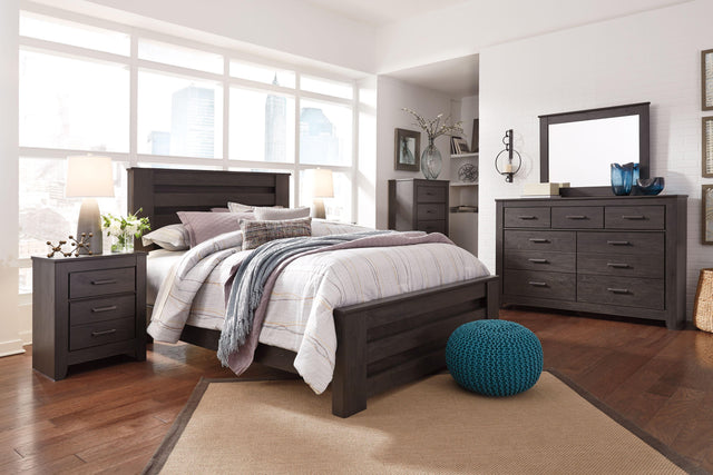 Ashley Brinxton - Charcoal - 6 Pc. - Dresser, Mirror, Chest, King Panel Bed