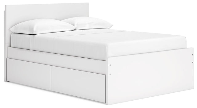 Ashley Onita - White - Full Panel Platform Bed With 1 Side Storage