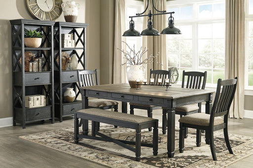 Ashley Tyler Creek - Dark Gray - 8 Pc. - Dining Room Table, 4 Side Chairs, Bench, 2 Cabinets