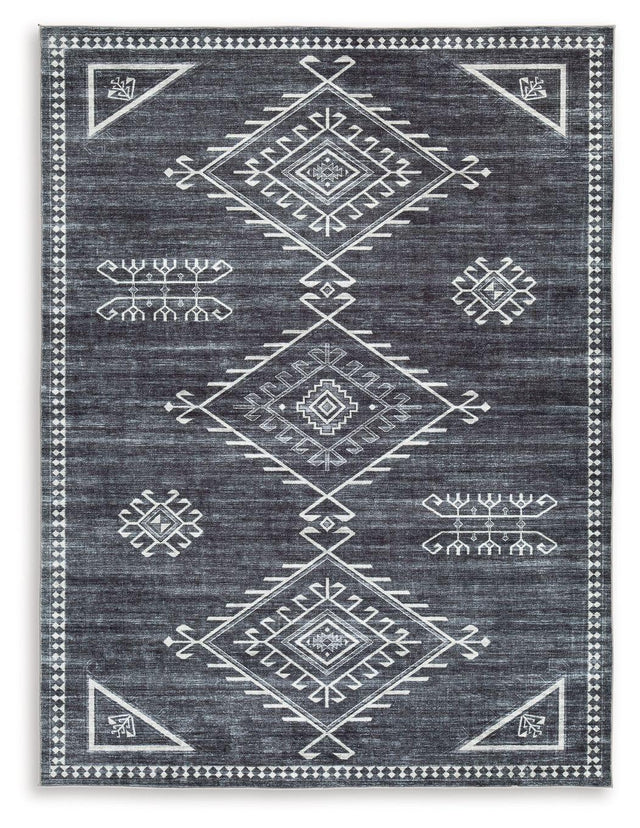 Ashley Arloman Washable Medium Rug - Black/Cream/Gray
