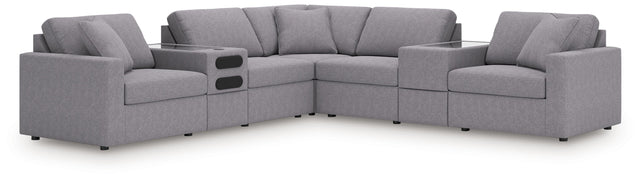 Ashley Modmax - Granite - 7-Piece Balanced Sectional With Audio And Storage Consoles