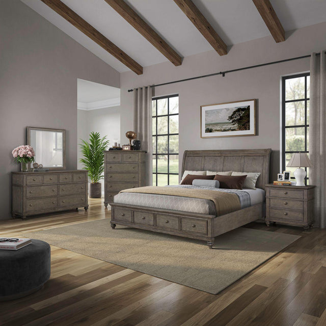 Liberty Furniture Twin Lakes - 5 Piece Bedroom Set (Queen Storage Bed, Dresser & Mirror, Chest, Night Stand) - Gray
