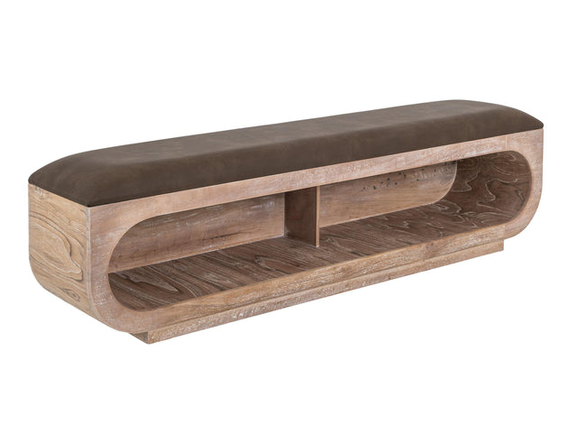 International Furniture Direct White Balam - Wooden Bench With Cushioned Seat - Ivory White