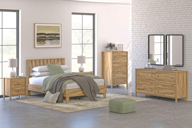 Ashley Bermacy - Light Brown - 4 Pc. - Dresser, Chest, Full Platform Panel Bed