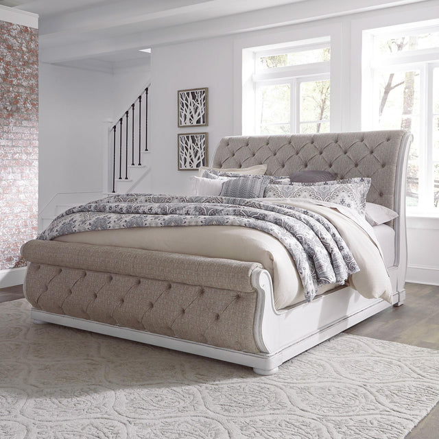 Liberty Furniture Magnolia Manor - King Upholstered Sleigh Bed - White