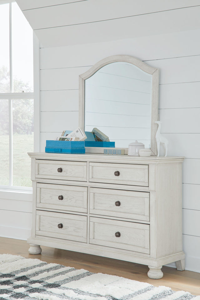 Ashley Robbinsdale - 6 Pc. - Dresser, Mirror, Chest, Full Sleigh Storage Bed - Antique White