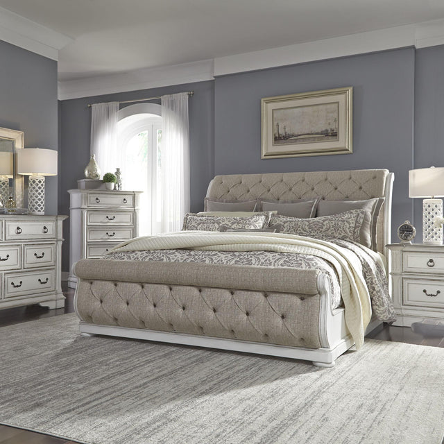 Liberty Furniture Abbey Park - 5 Piece Bedroom Set (California King Sleigh Bed, Dresser & Mirror, Chest, Nightstand) - White