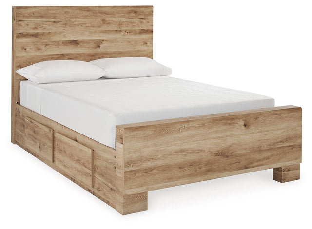 Ashley Hyanna - Tan - Full Panel Bed With 1 Side Storage