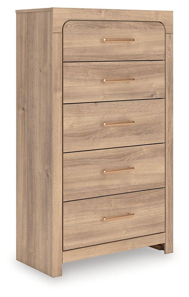 Ashley Kinlanni Five Drawer Chest - Tan