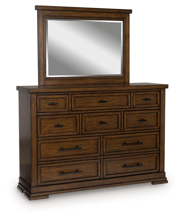 Ashley Taffenbrook - Medium Brown - Dresser And Mirror