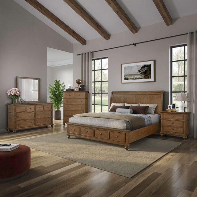 Liberty Furniture Twin Lakes - 5 Piece Bedroom Set (Queen Storage Bed, Dresser & Mirror, Chest, Night Stand) - Chestnut