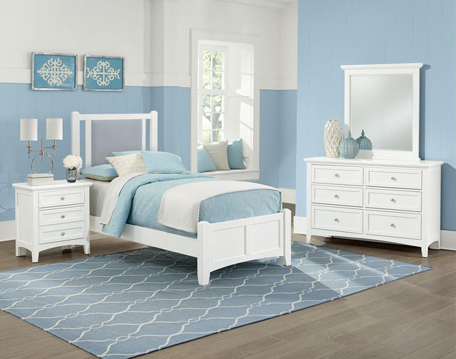 Vaughan-Bassett Bonanza - Twin Ocean Blue Upholstered Bed With Mansion Footboard - White