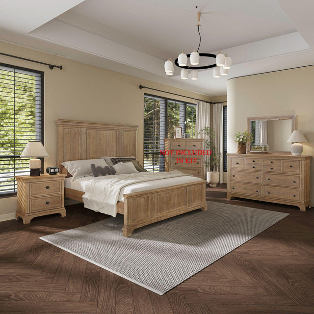 Liberty Furniture Haven Hills - 4 Piece Bedroom Set (King Panel Bed, Dresser & Mirror, Night Stand) - Camel Beige