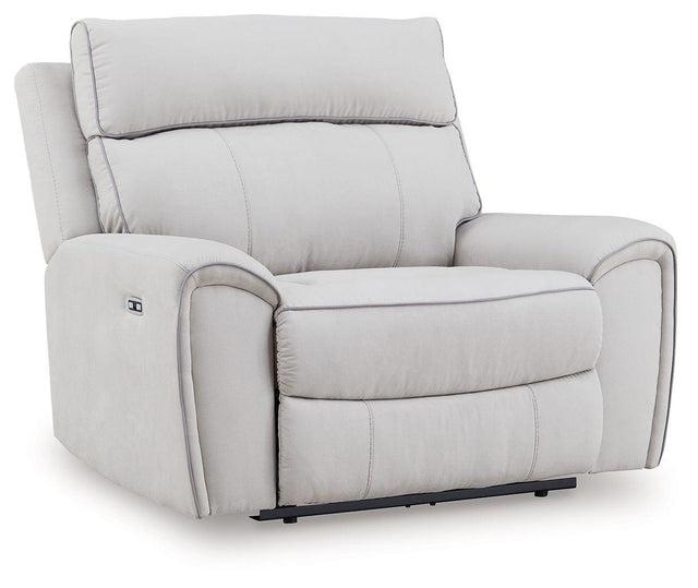 Ashley Social Pointe PWR Recliner/ADJ Headrest - Pearl/Ash
