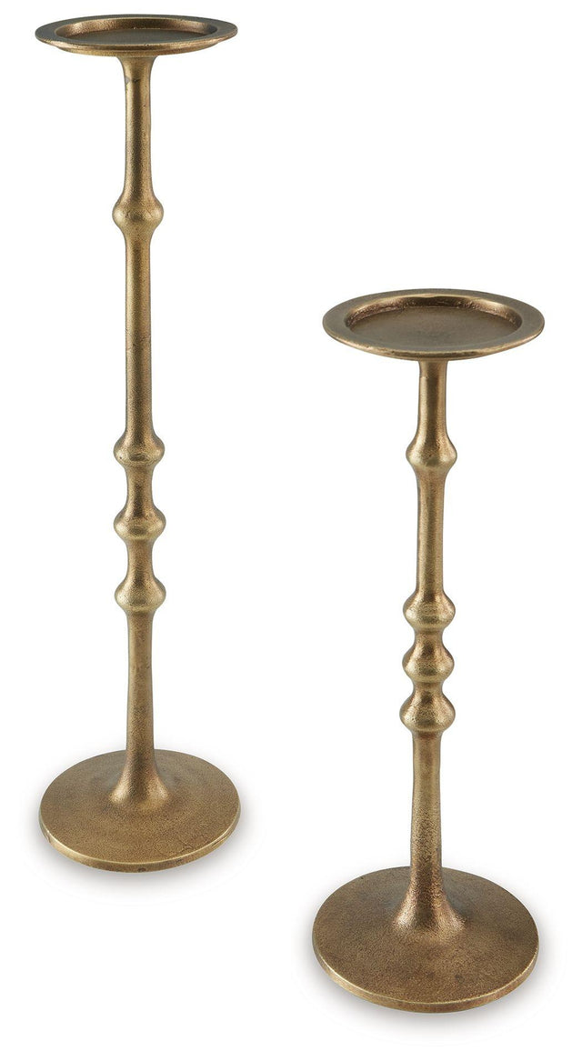 Ashley Larwick Candle Holder Set (2/CN) - Antique Brass Finish