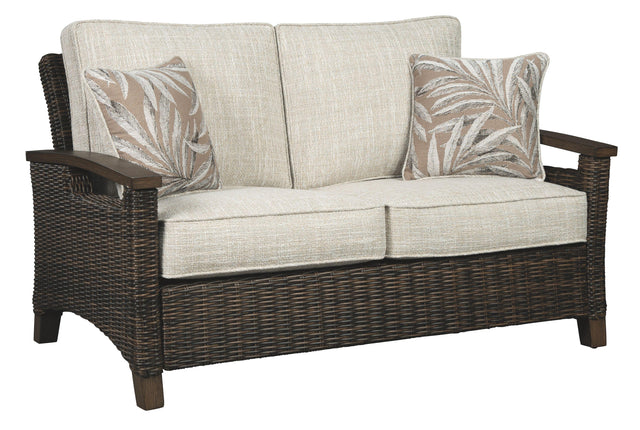 Ashley Paradise Trail Loveseat w/Cushion - Medium Brown