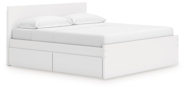Ashley Onita - White - King Panel Platform Bed With 2 Side Storage