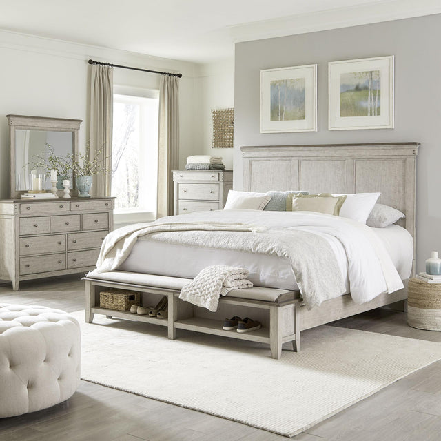 Liberty Furniture Ivy Hollow - 4 Piece Bedroom Set (King Storage Bed, Dresser & Mirror, Chest) - White