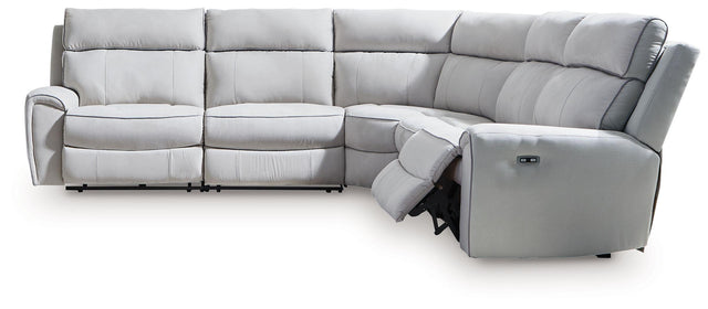Ashley Social Pointe - Pearl / Ash - 5-Piece Power Reclining Sectional