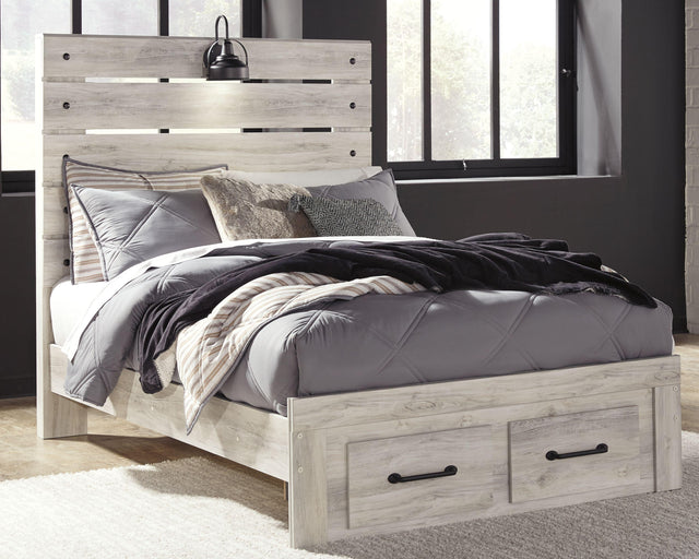 Ashley Cambeck - Whitewash - Full Panel Bed with 2 Storage Drawers