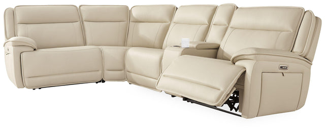 Ashley Double Deal - Almond - 5-Piece Power Reclining Sectional With Console