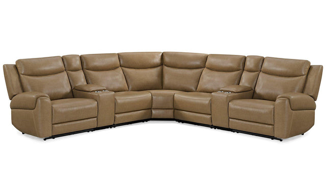 Parker House Momentum - 7 Piece Modular Power Reclining Sectional With Power Adjustable Headrests - Cashew