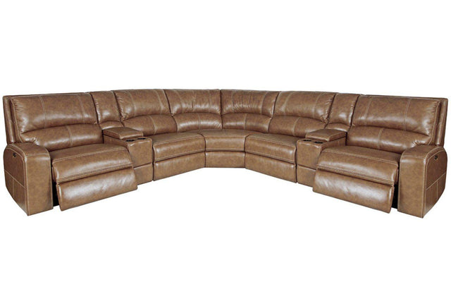 Parker House Swift - 7 Piece Modular Power Reclining Sectional With Power Adjustable Headrests - Bourbon