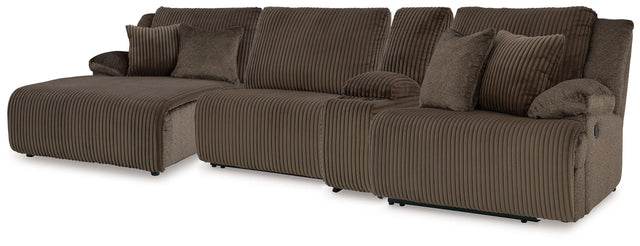 Ashley Top Tier - Chocolate - 4-Piece Reclining Sectional With Laf Press Back Chaise