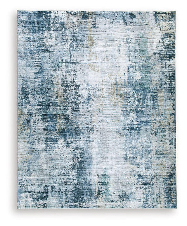 Ashley Arlenmont Memory Foam Large Rug - Blue/White/Brown