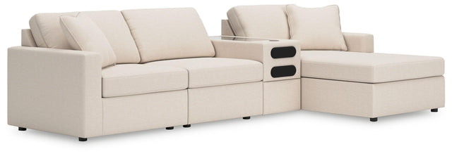 Ashley Modmax - Oyster - 4-Piece Sectional With Raf Corner Chaise And Audio Console
