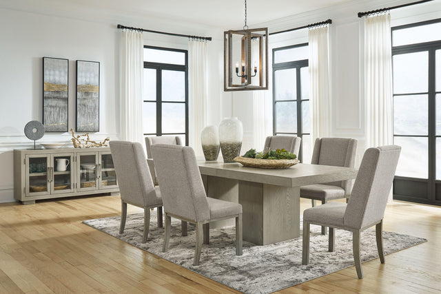 Ashley Fawnburg - 8 Pc. - Dining Room Extension Table, 6 Side Chairs, Server - Gray