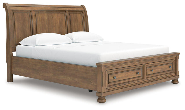 Ashley Feddinger - Medium Brown - California King Storage Sleigh Bed