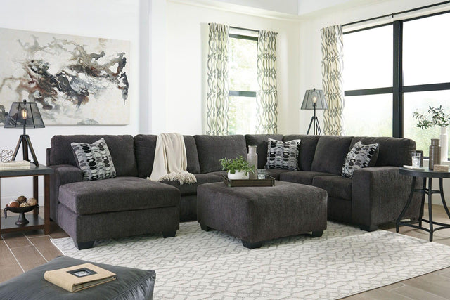 Ashley Ballinasloe - Smoke - 4 Pc. - Left Arm Facing Corner Chaise 3 Pc Sectional, Ottoman
