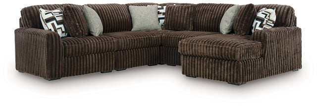 Ashley Midnight-Madness - 5-Piece Sectional With RAF Corner Chaise - Chocolate