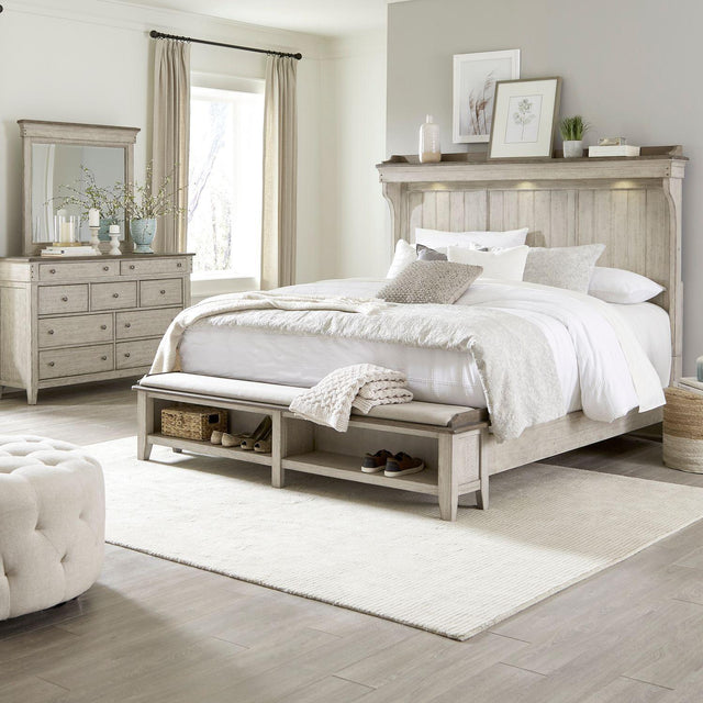 Liberty Furniture Ivy Hollow - 3 Piece Bedroom Set (California King Mantle Storage Bed, Dresser & Mirror) - White
