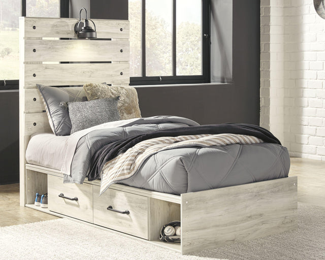 Ashley Cambeck - Whitewash - Twin Panel Bed with 4 Storage Drawers