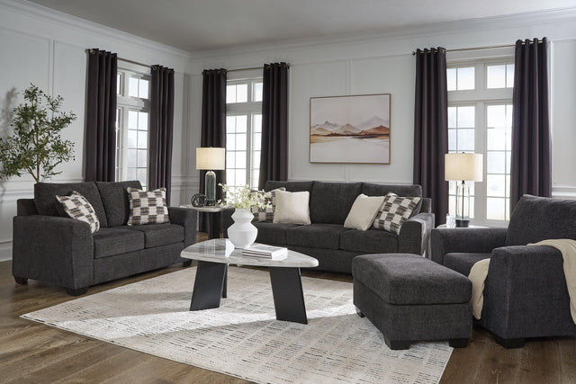 Ashley Loreo - 4 Pc. - Sofa, Loveseat, Chair, Ottoman - Ebony