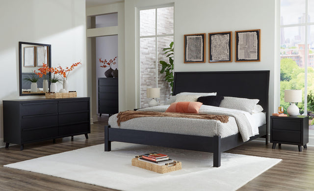 Ashley Danziar - Black - 8 Pc. - Dresser, Mirror, Chest, King Panel Bed With Low Footboard, 2 Nightstands