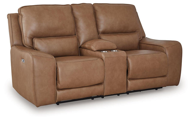 Ashley DeepWakes PWR REC Loveseat/CON/ADJ HDRST - Caramel