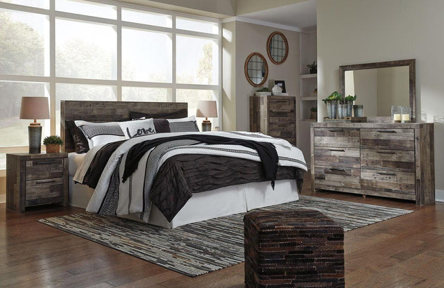 Ashley Derekson - Multi Gray - 6 Pc. - King Panel Headboard with Bolt on Bed Frame, Dresser, Mirror, Chest, Nightstand