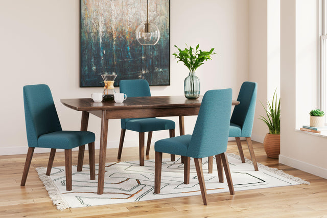 Ashley Lyncott - Blue / Brown- 5 Pc. - Butterfly Extension Table, 4 Side Chairs