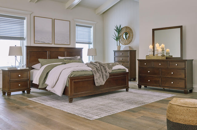 Ashley Danabrin - 6 Pc. - Dresser, Mirror, Chest, California King Panel Bed - Brown