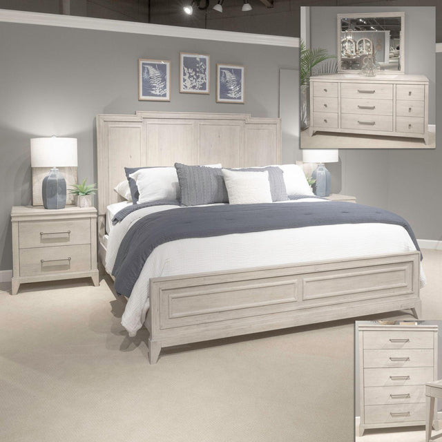 Liberty Furniture New Haven - 5 Piece Bedroom Set (Queen Panel Bed, Dresser & Mirror, Chest, Night Stand) - White