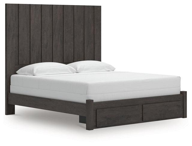 Ashley Fraluna - Charcoal - King Panel Storage Bed