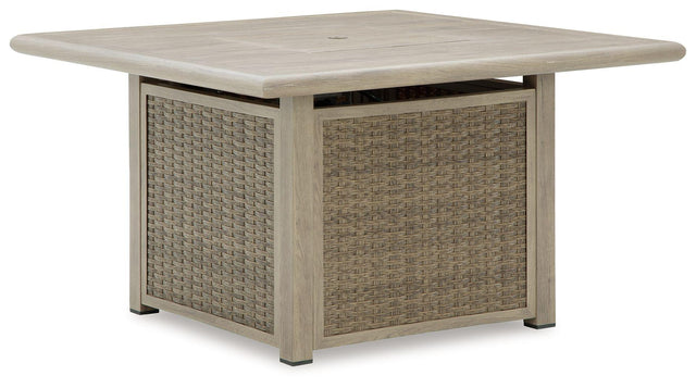 Ashley Cliff Trails Square Fire Pit Table - Beige